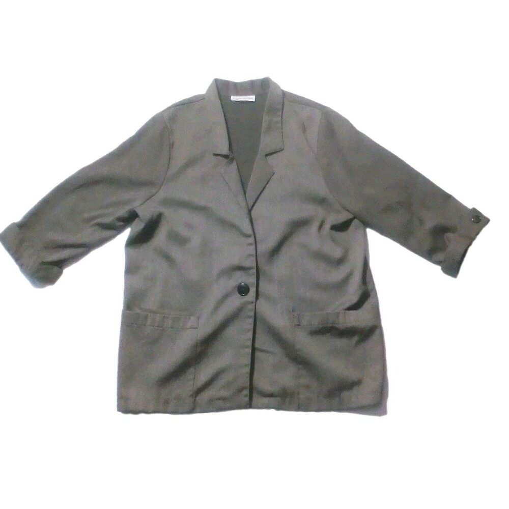 Kenneth Mitchell Womens Blazer 38 Gray One Button Jacket Preppy Coat Career Work
